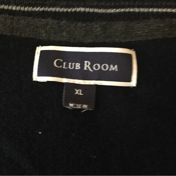 Club Room Mens V-Neck Sweater merino wool blend Navy Blue  XL - Picture 2 of 8